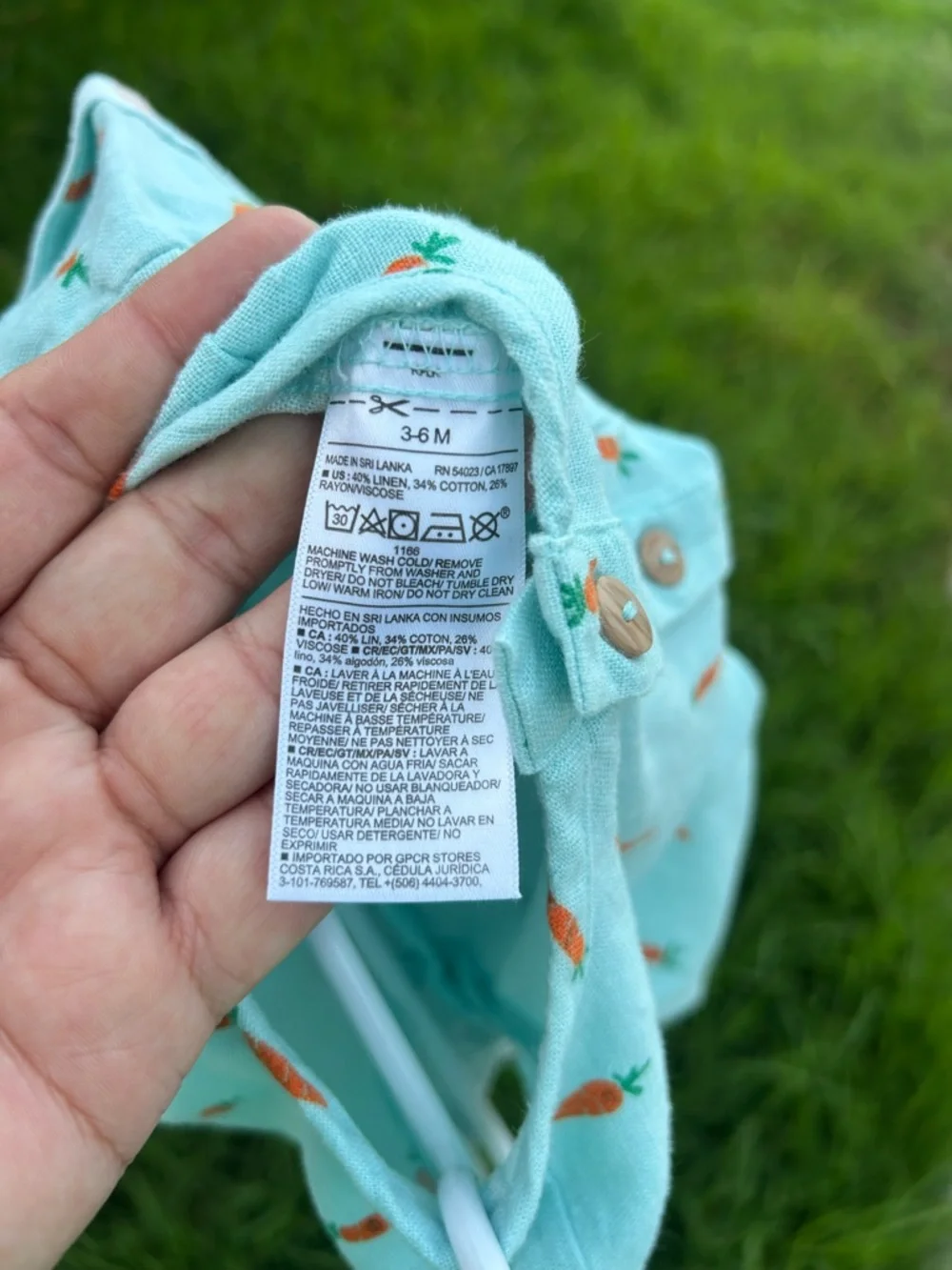 Old Navy Mint Green Baby Romper with Carrot Print